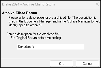 Image of Archive Client Return window